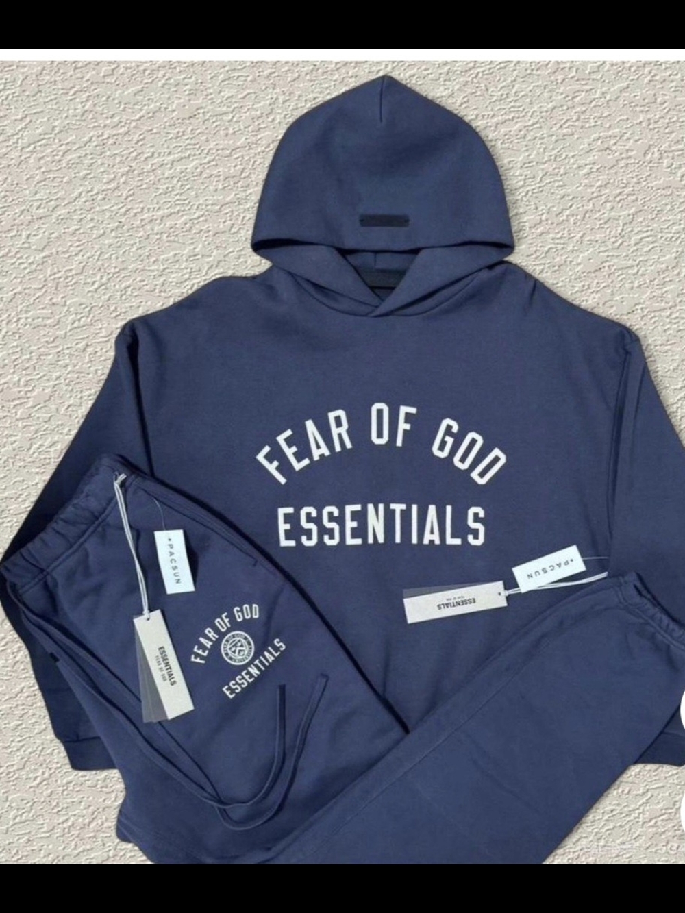 Fear of God Essentials Navy Blue Hoodie & Joggers Set